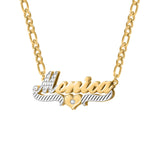 90's Double Plate Two Tone Heart Name Necklace
