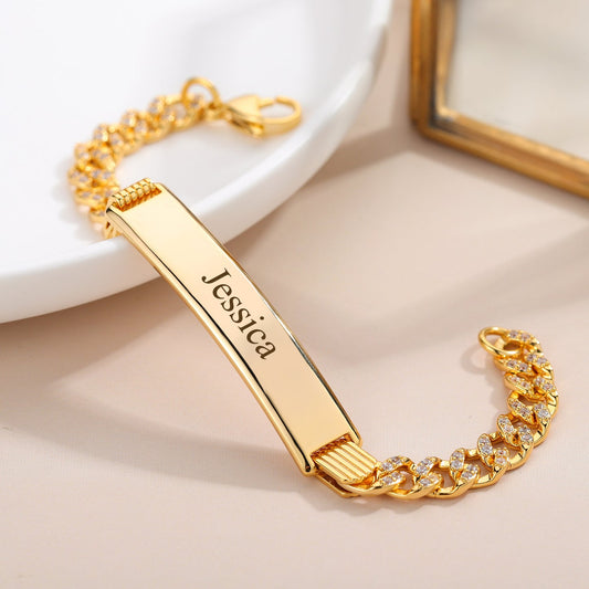 Diamond Cuban Link ID Bracelet