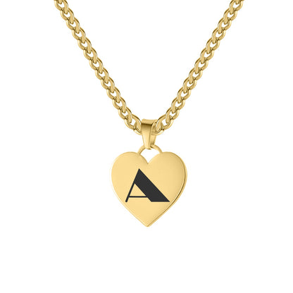 Engraved Heart with Cuban Link Chain