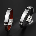 Mens Leather ID Bracelet