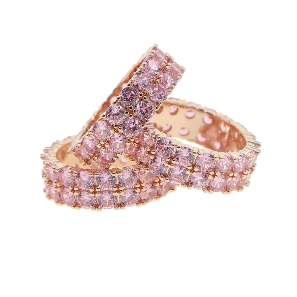 Rose Gold Double Row Infinity Band - Pink