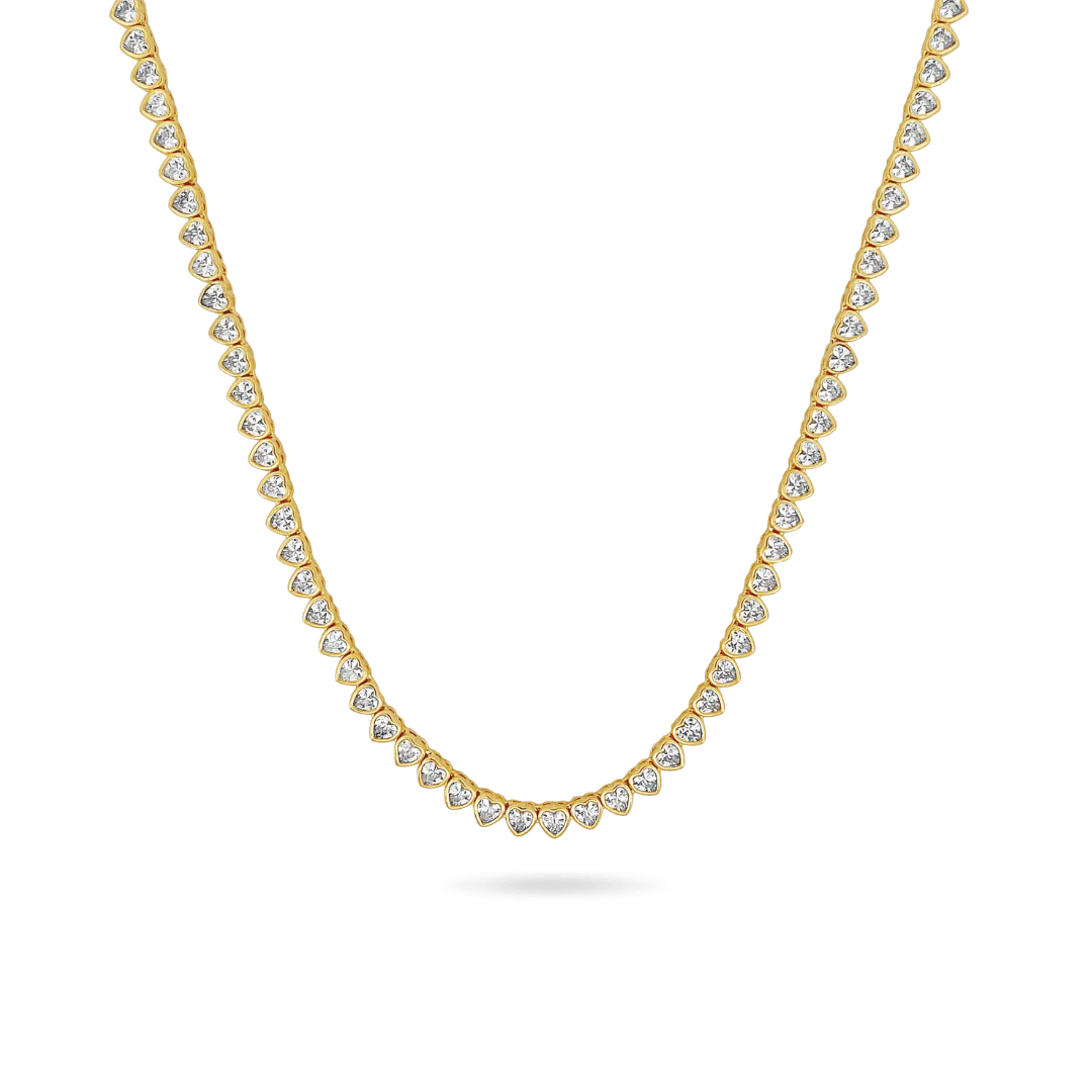 18k Gold Filled Heart Shape Tennis Jewelry Set
