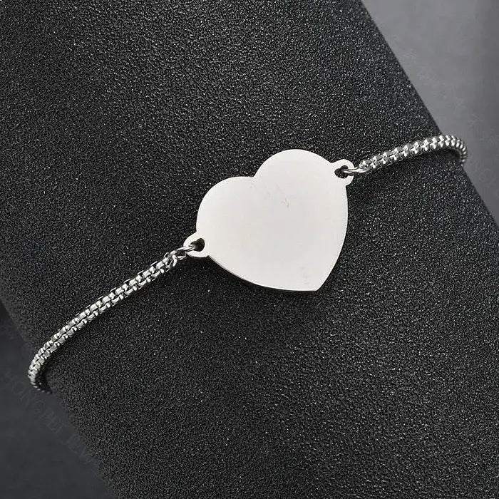 Pull String Custom Engraved Heart Bracelet