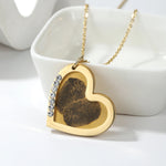 Engraved Heart Necklace w/ Diamond Frame