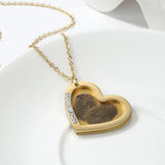 Engraved Heart Necklace w/ Diamond Frame