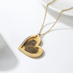 Engraved Heart Necklace w/ Diamond Frame