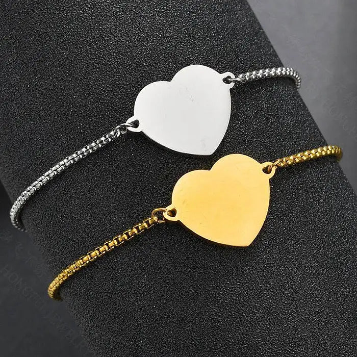 Pull String Custom Engraved Heart Bracelet