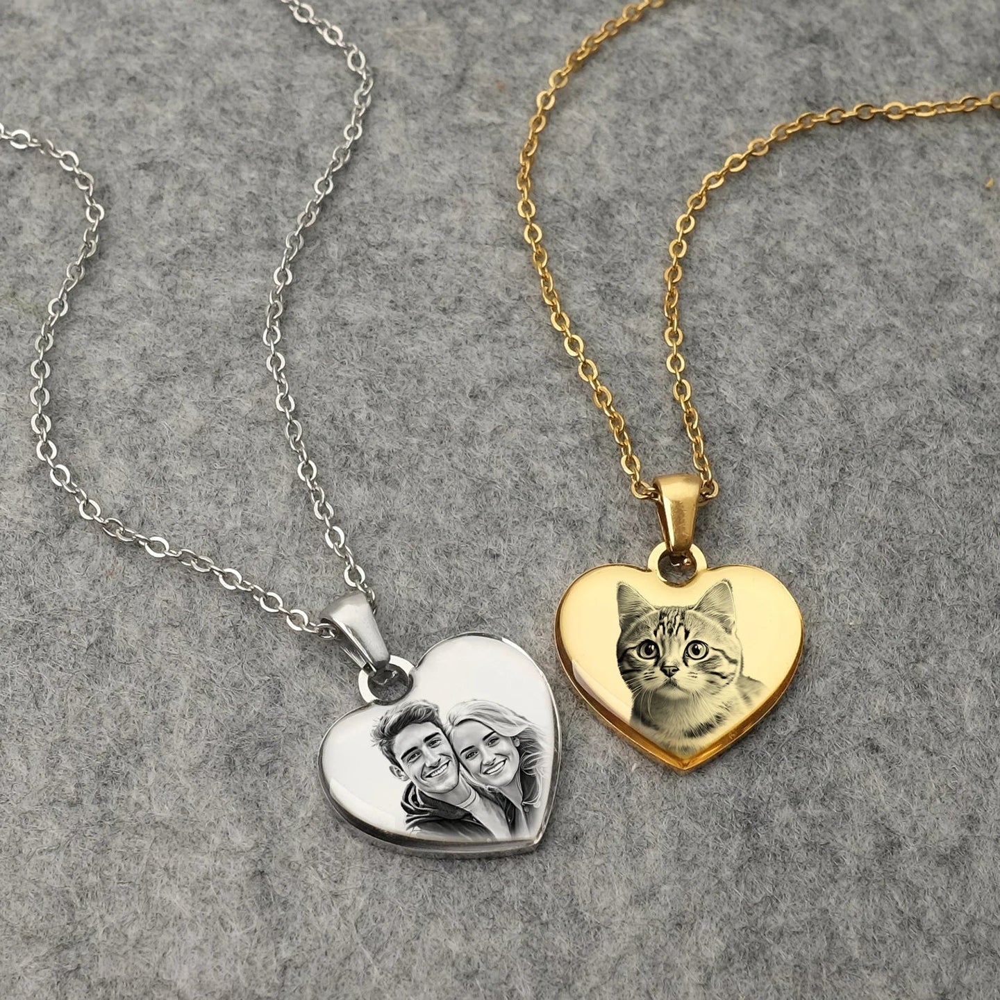 Engraved Heart with Cuban Link Chain