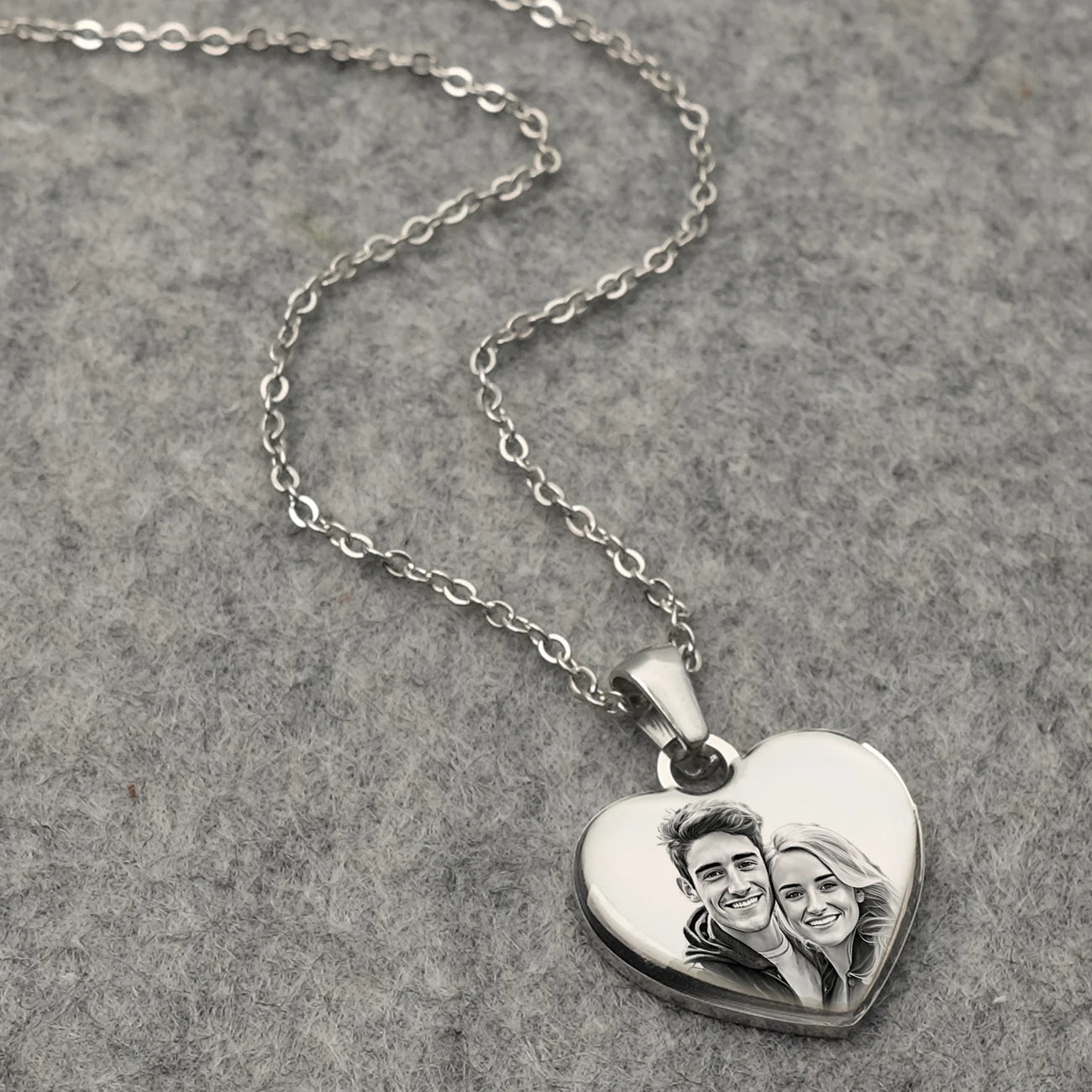 Engraved Heart with Cuban Link Chain