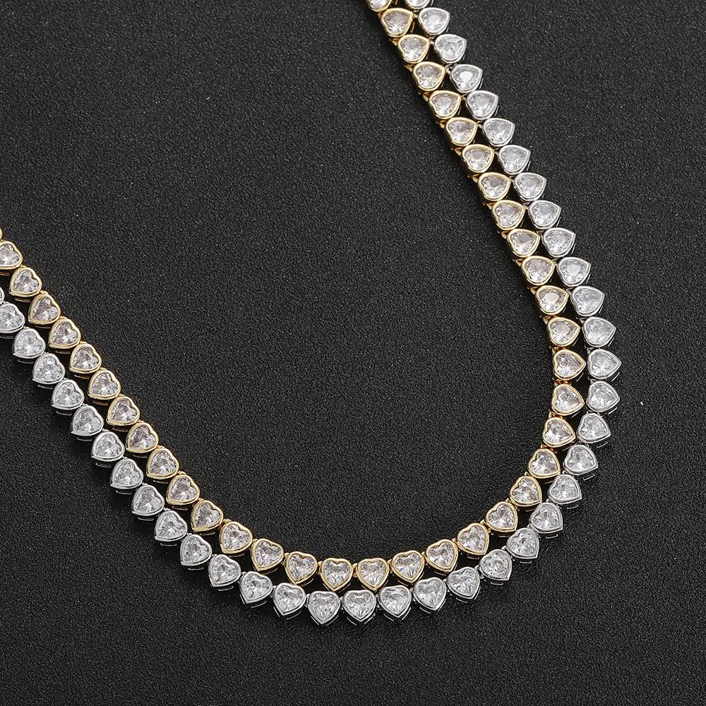 18k Gold Filled Heart Shape Tennis Jewelry Set