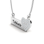 Engraved Diamond Heart ID Necklace