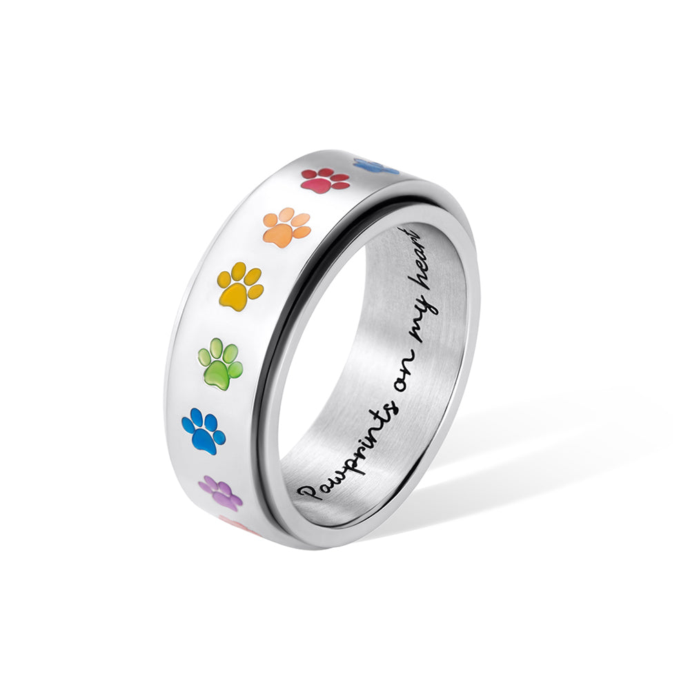 Custom Rainbow Paw Print Spinner Ring