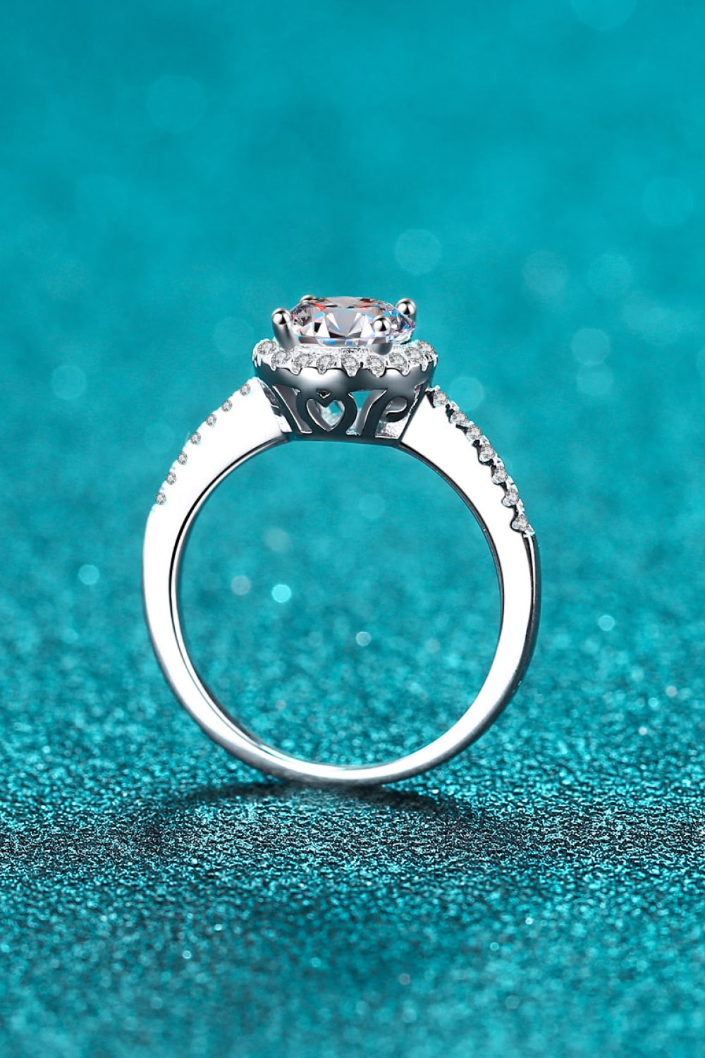 Dainty Round Halo Cluster Moissanite Ring