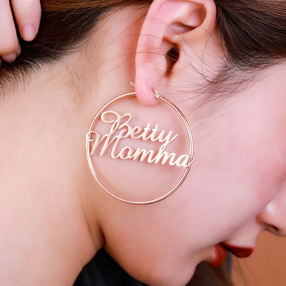 Personalized 2 Names Hoops Earring