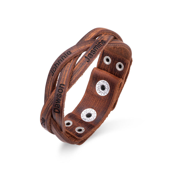 Personalized Text Weave Leather Bracelet