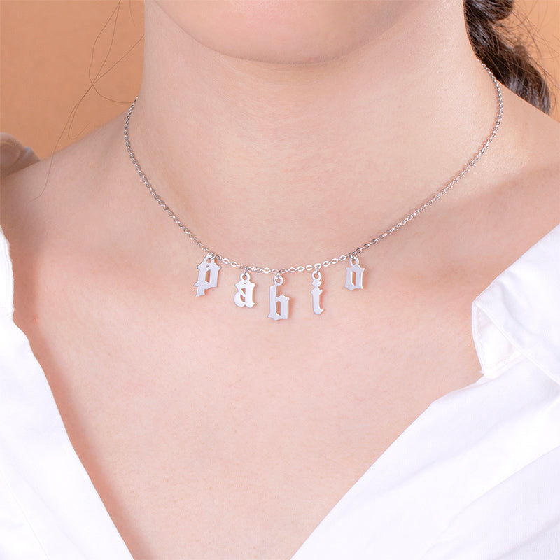 Personalized Letter Choker Necklace Sterling Silver