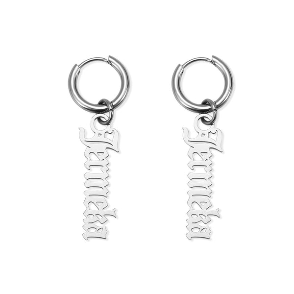 Personalized Old English Name Earrings