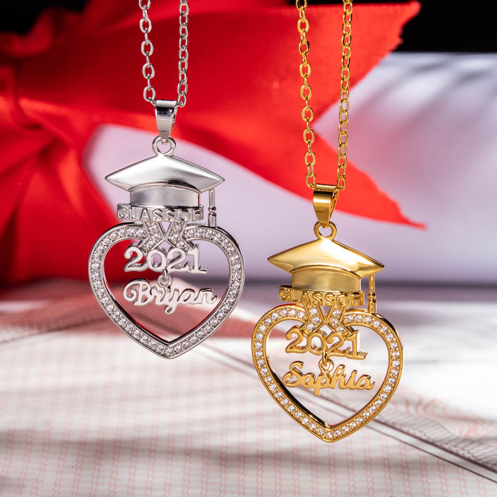 Personalized Heart Name Graduation Necklace