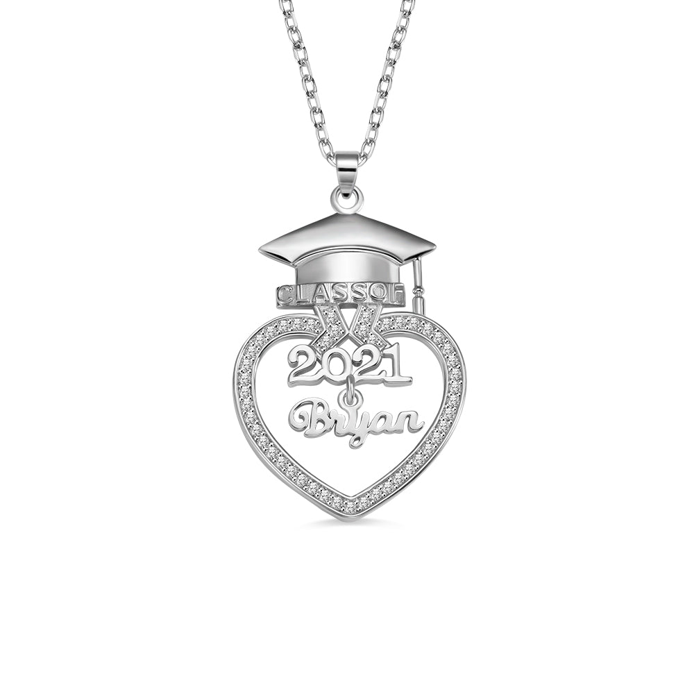 Personalized Heart Name Graduation Necklace