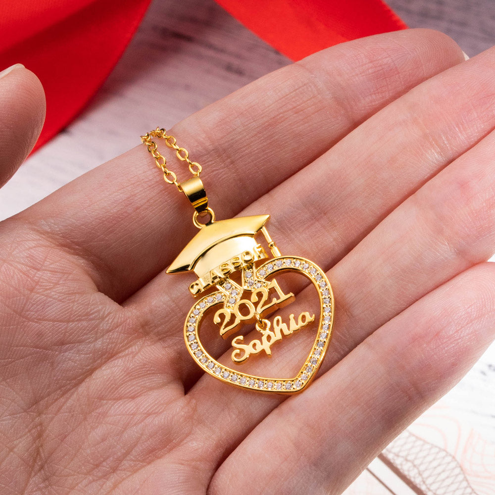 Personalized Heart Name Graduation Necklace