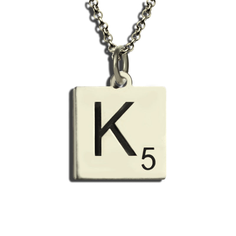 Scrabble Initial Letter Necklace Sterling Silver