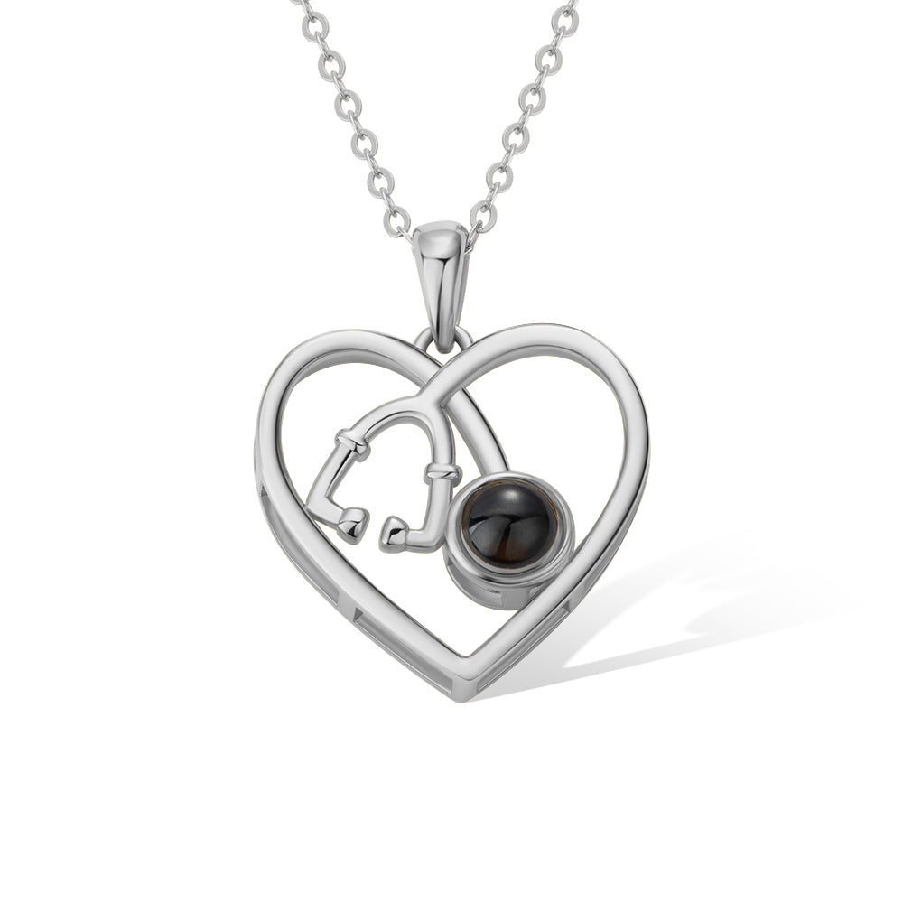 Personalized Heart Stethoscope Projection Necklace Photo Only