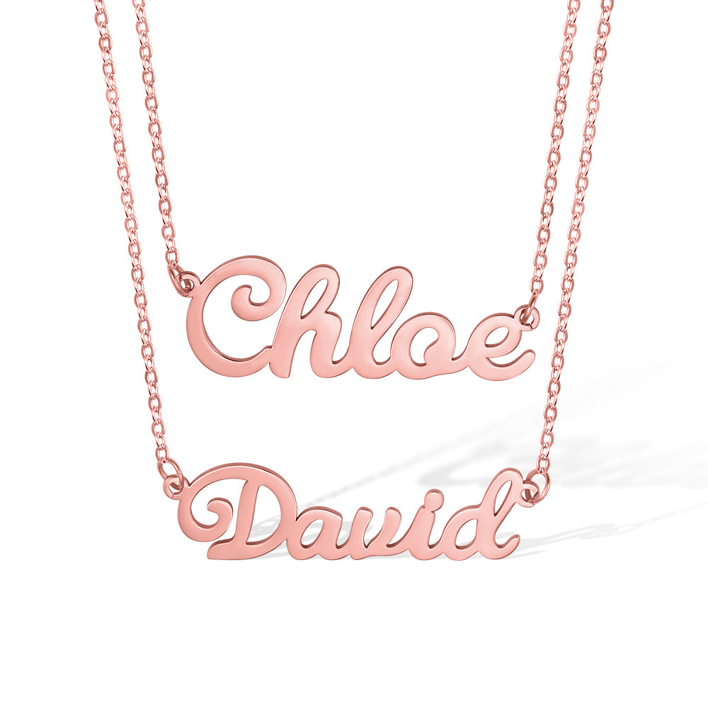 Double Layer Names Necklace In Fade Proof Stainless Steel
