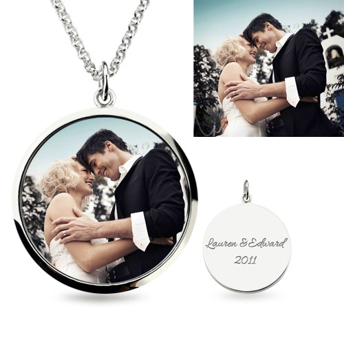 Engraved Epoxy Color Photography Necklace Sterling Silver