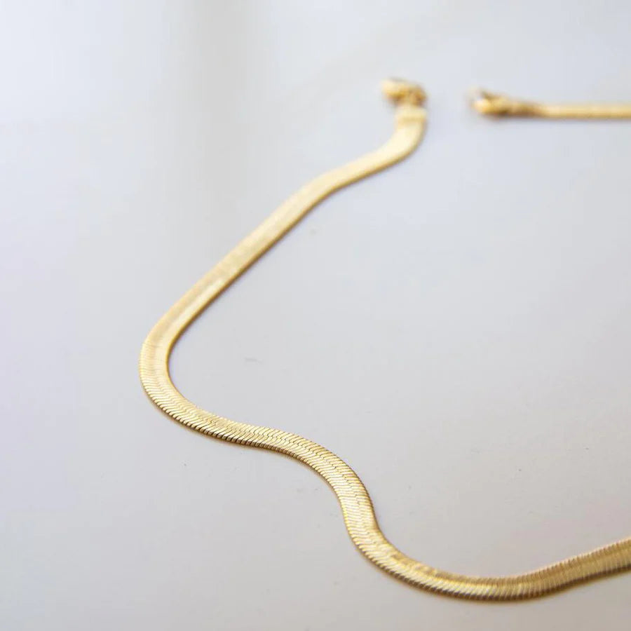 18K Gold Filled Herringbone Necklace 6MM