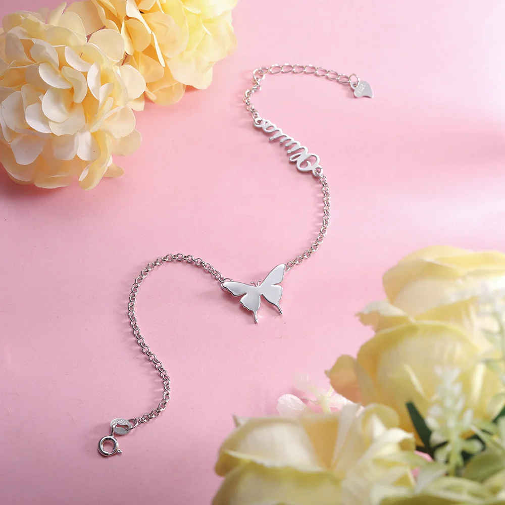 Customized Butterfly Name Anklet