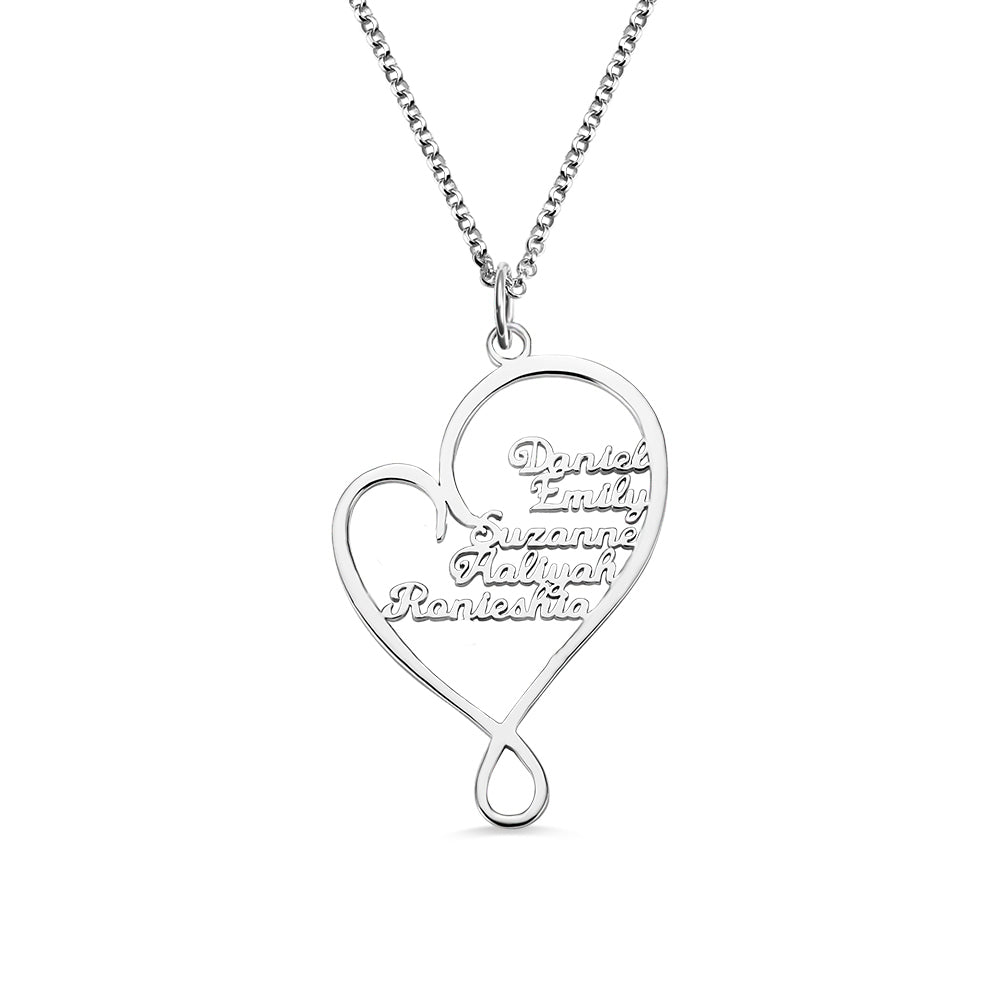 Personalized Heart and Hug Necklace for Mom Sterling Silver 925