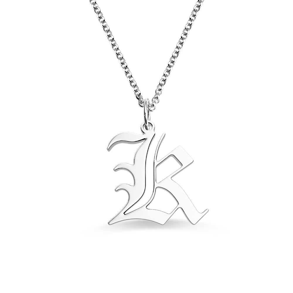 Personalized Old English Initial Necklace