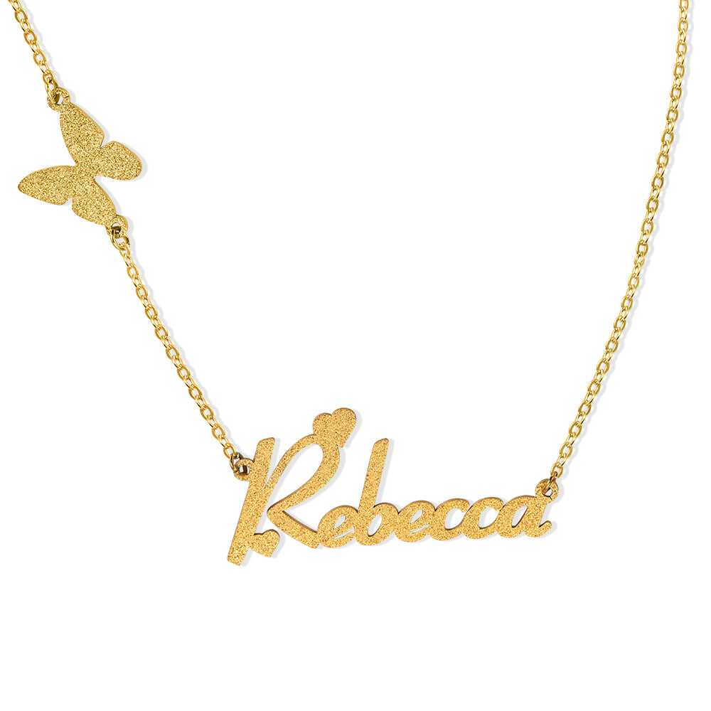 Personalized Butterfly Clavicle Necklace (sand effect)