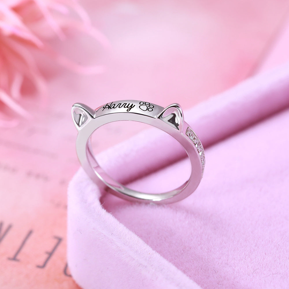 Personalized Cat Ring with Ears