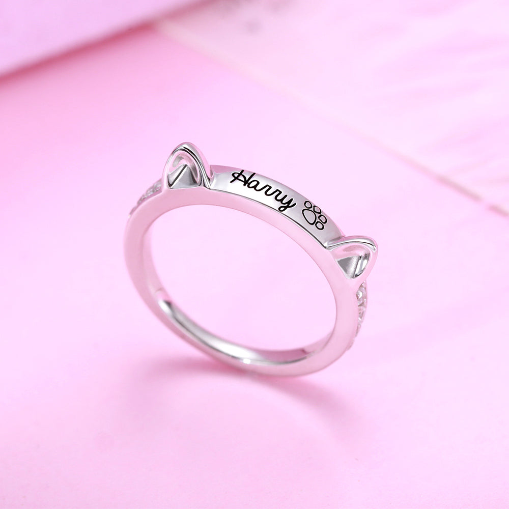 Personalized Cat Ring with Ears