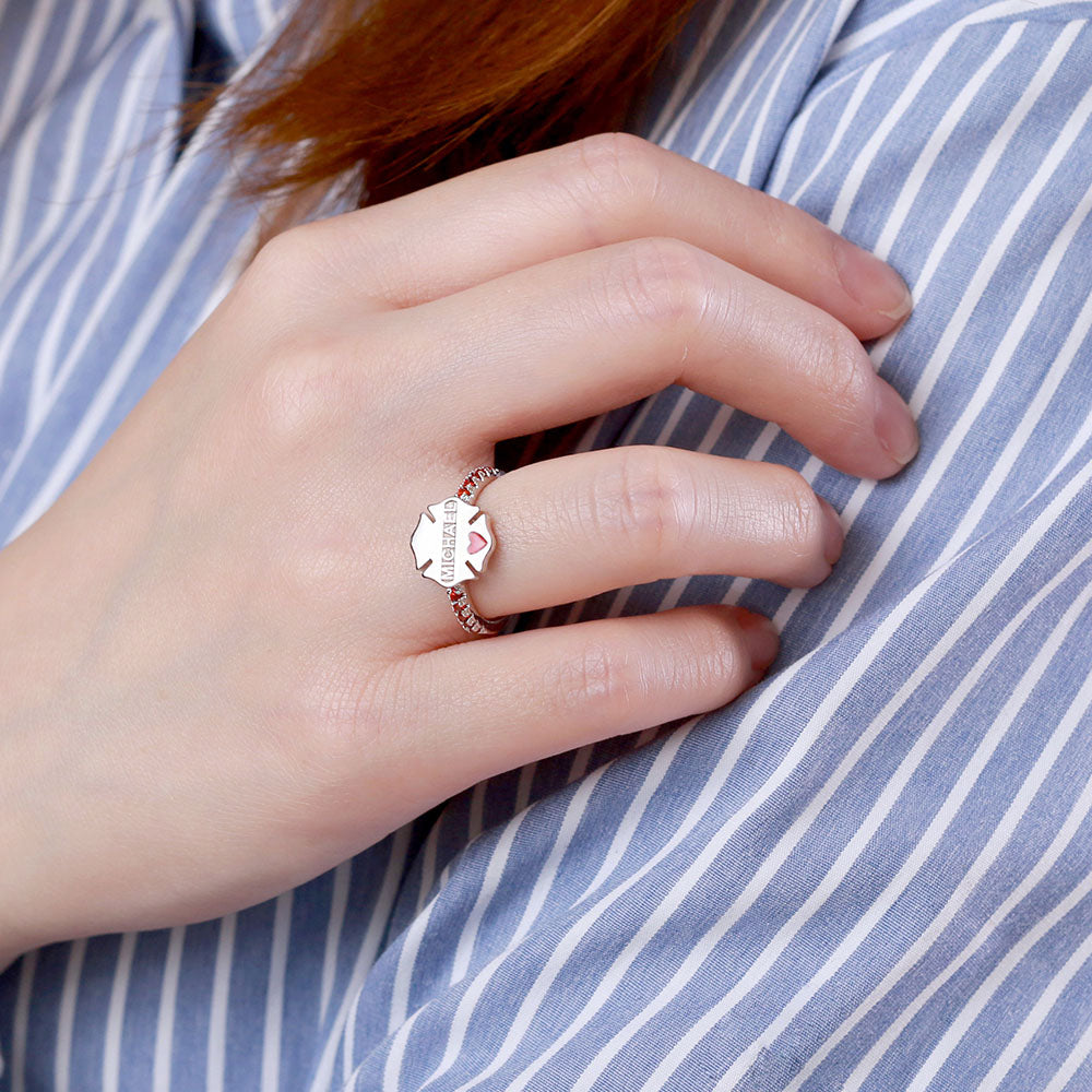 Personalized Badge Ring for Firefighter Police Medical Staff