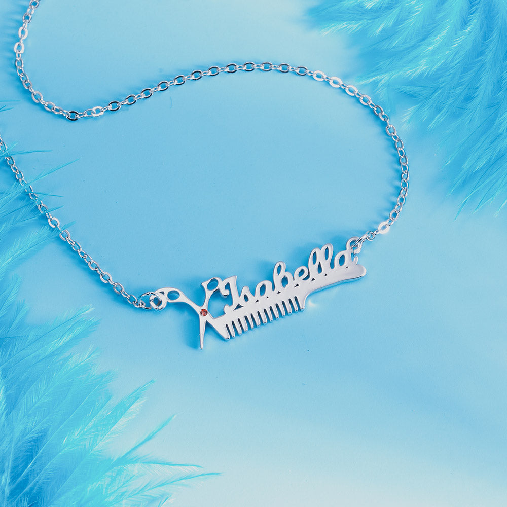 Custom Hairdresser Birthstone Necklace