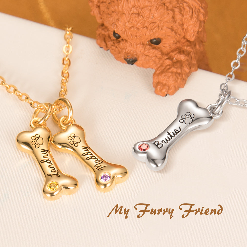 Personalized Exquisite 1-8 Name Dog Bone Necklace