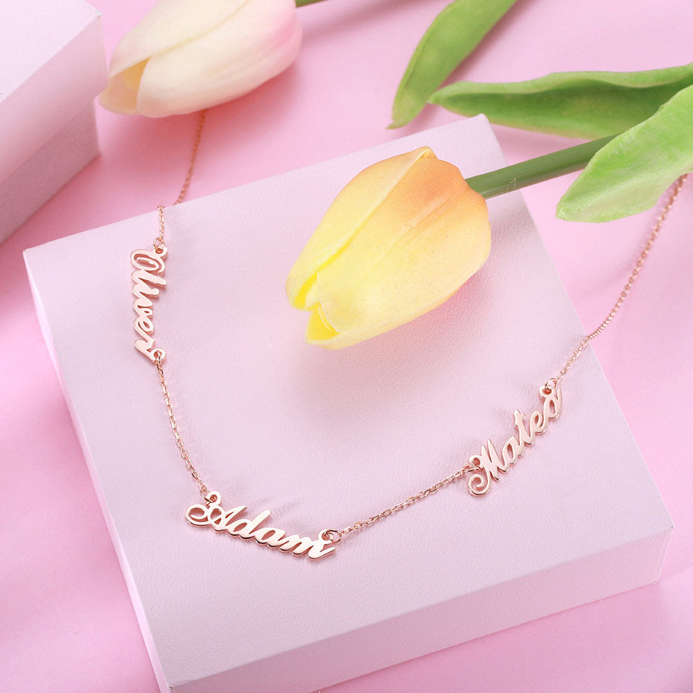 Personalized Tres-Names Necklace sterling silver