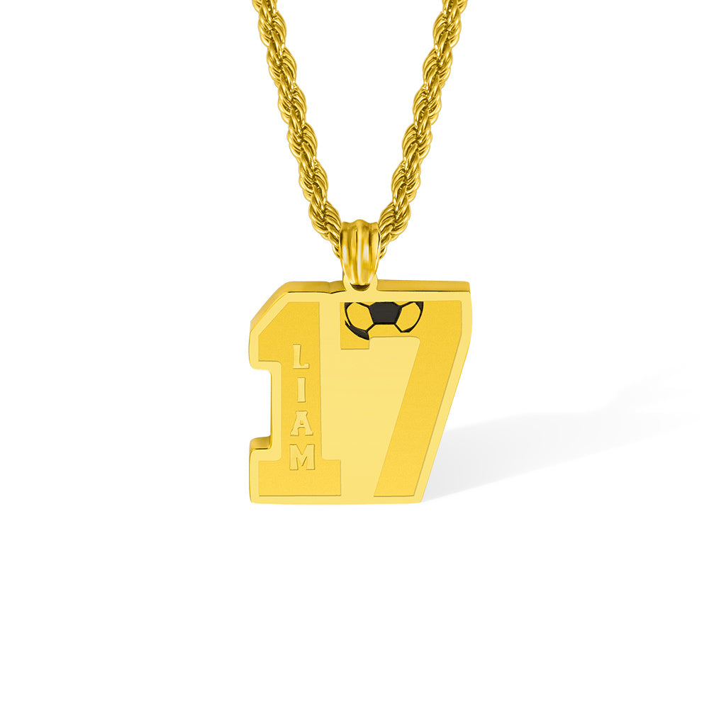 Custom Soccer Number Necklace with Name