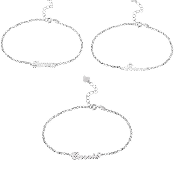 Customized Name Anklet Sterling Silver 925