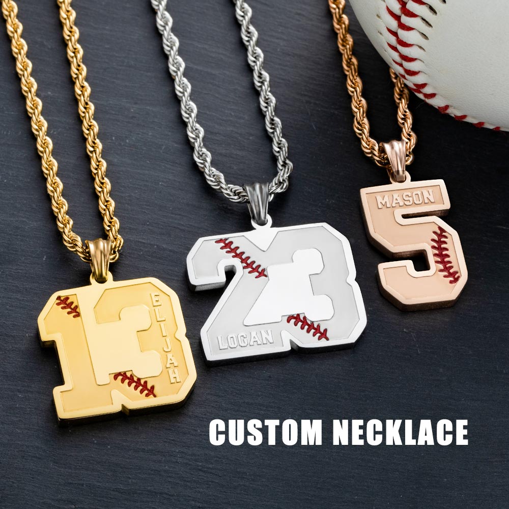 Personalized Baseball & Softball Sports Number Necklace