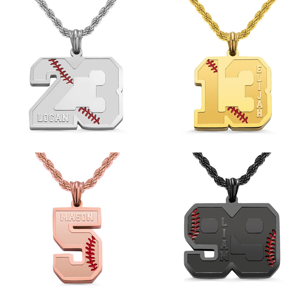 Personalized Baseball & Softball Sports Number Necklace