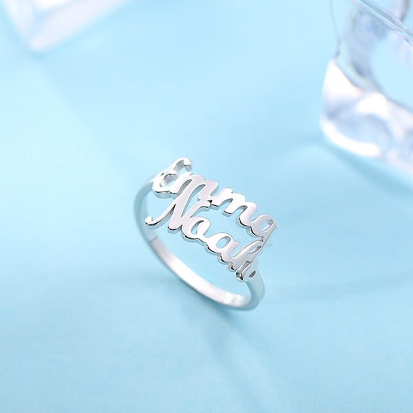 Personalized Double Name Ring Gift Sterling Silver 925