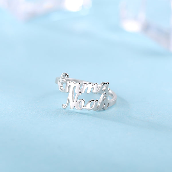 Personalized Double Name Ring Gift Sterling Silver 925