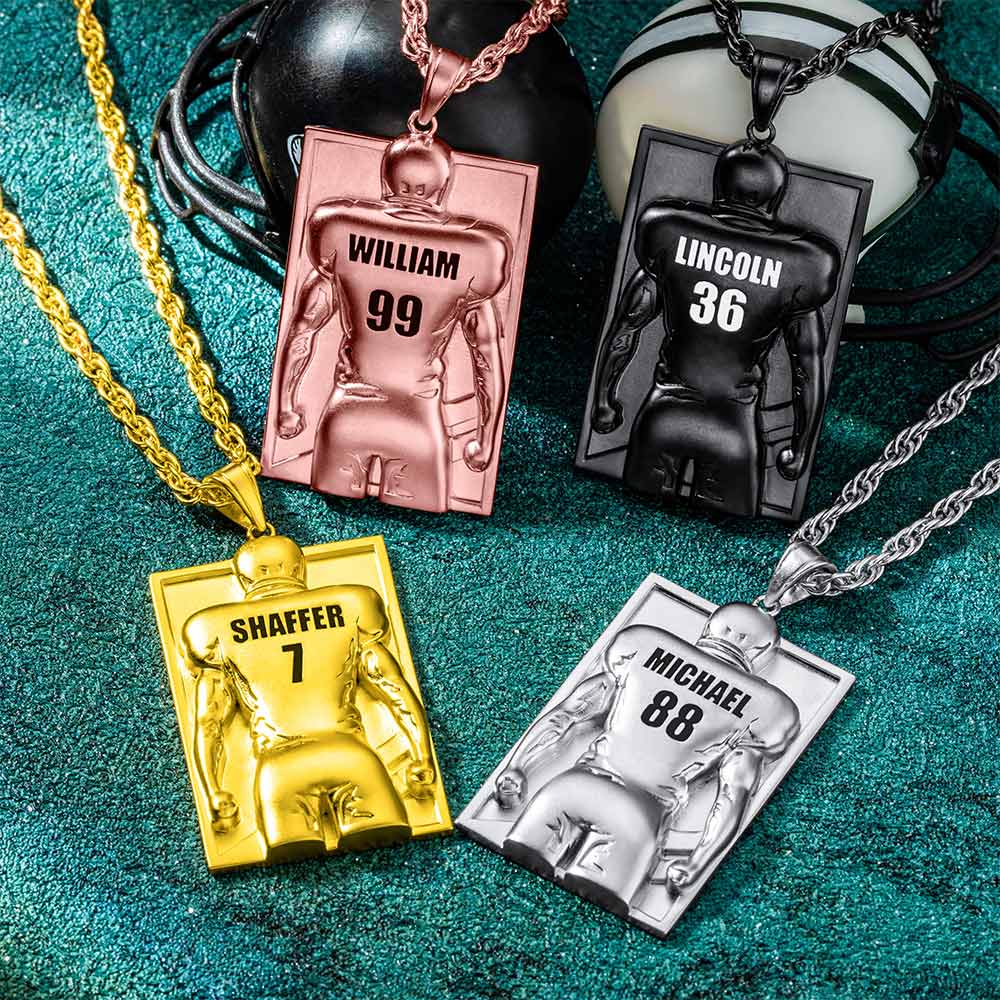 Personalized Football Necklace with Number and Name