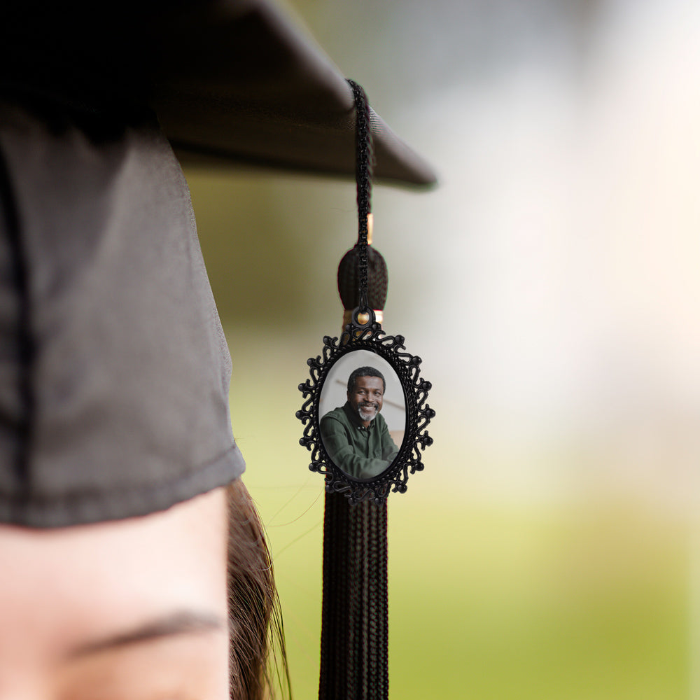 Personalized Graduation Cap Charm with Memorial Photo + Disc