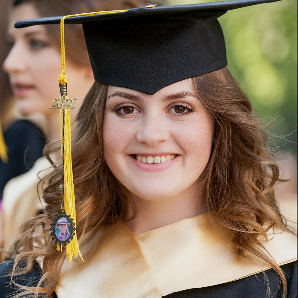 Personalized Graduation Cap Charm with Memorial Photo + Disc