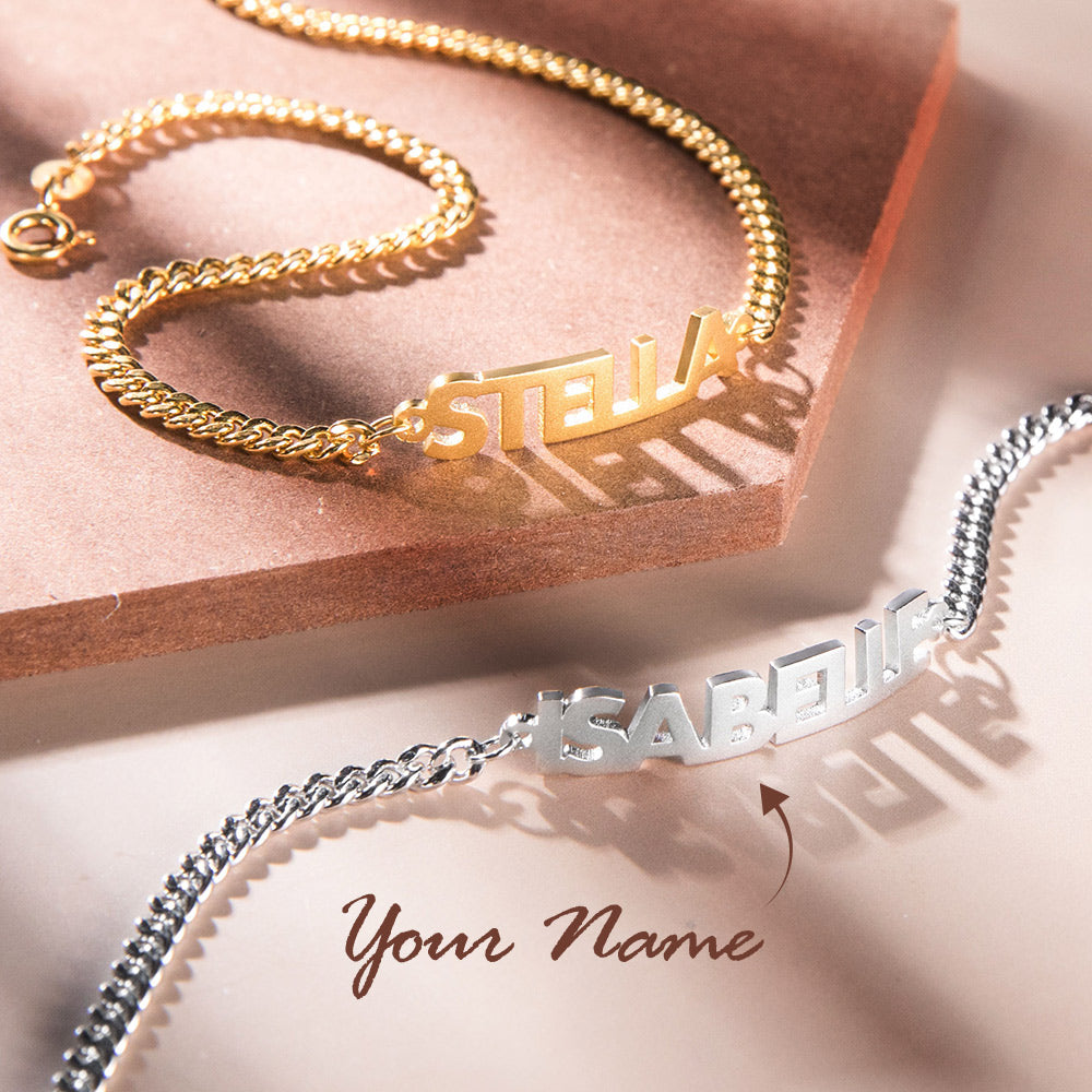Personalized Bold Letter Chain Bracelet