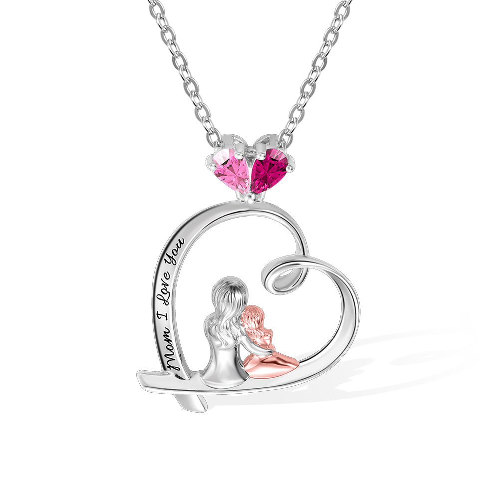 Personalized Birthstone Heart Necklace Sterling Silver 925